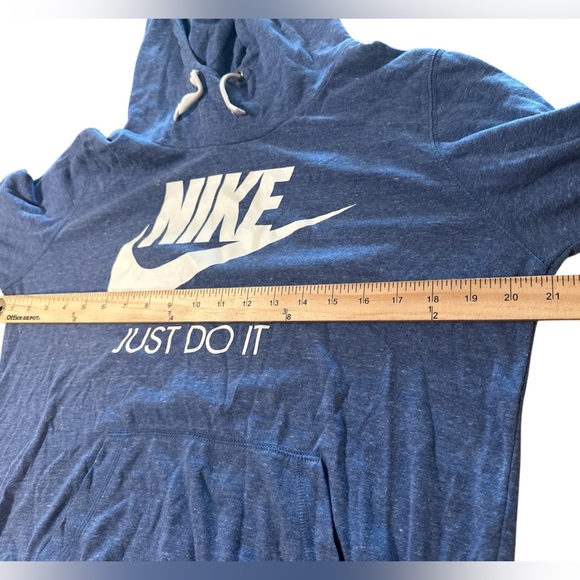 Nike Hoodie Size Large Heathered Blue Lightweight Kangaroo Pocket Long Sleeve - Picture 8 of 10